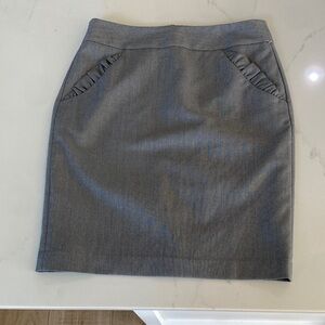 LOFT Charcoal Pencil Skirt with Ruffle Accents